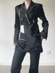 Asymmetric Zip-Detail Blazer