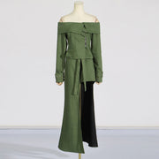 Off-Shoulder Jacket, Skirt or Set