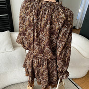 Paisley-Print Ruffled Mini Dress