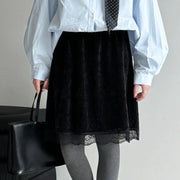 Lace-Hem A-Line Skirt