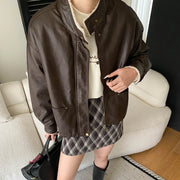 Stand-Collar Zip-Up Bomber Jacket