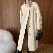 Stand-Collar Long Trench Coat