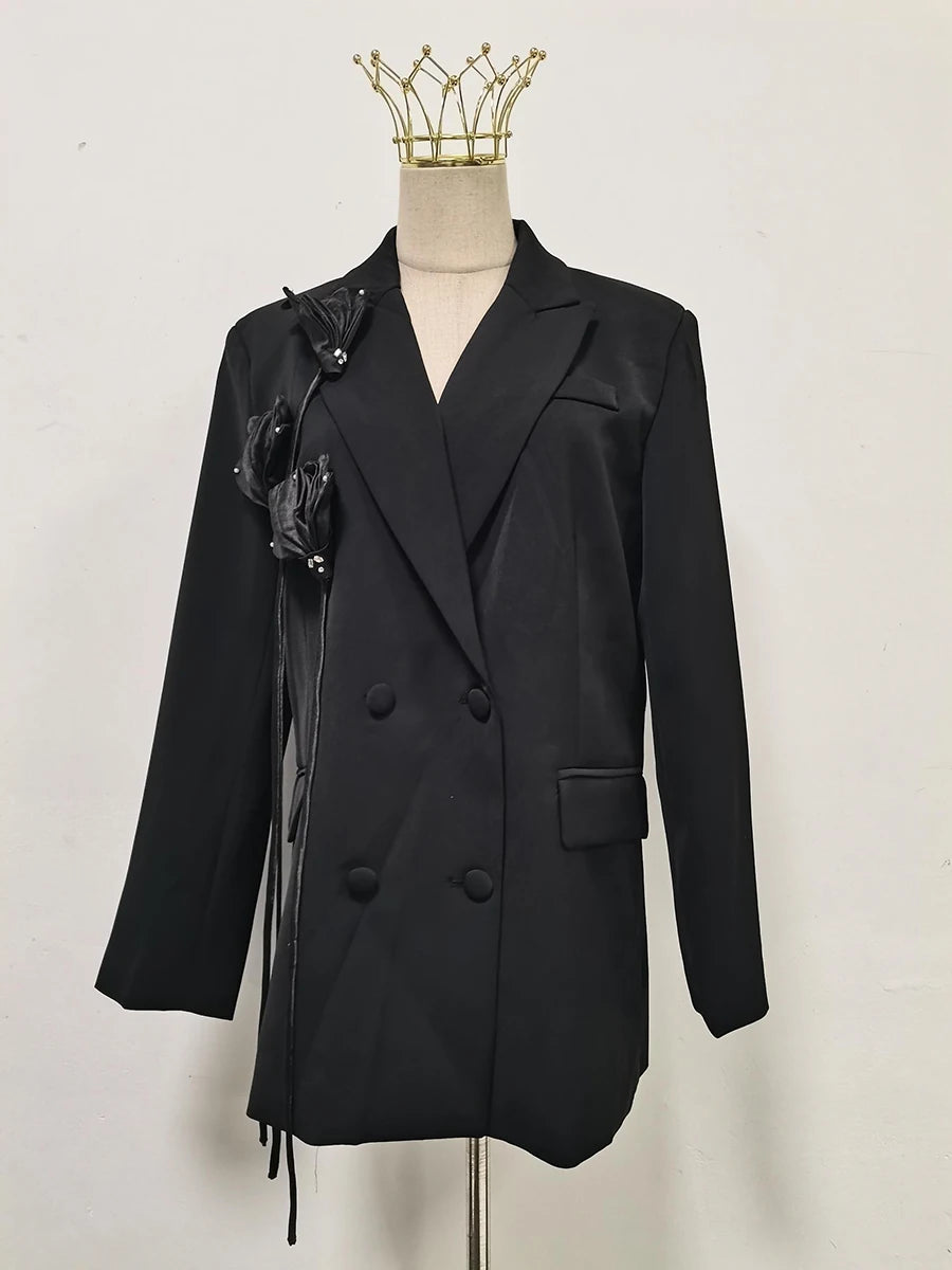 Floral Applique Longline Blazer