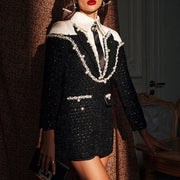Embellished Long-Sleeve Mini Dress
