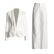 Rosette Blazer and Pants Set