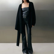 Glossy Flared-Leg Pants