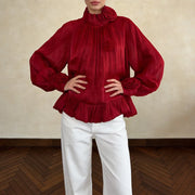 Rosette High-Neck Blouse
