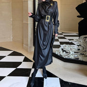 Draped High-Neck Dress