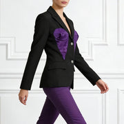 Contrast-Panel Fitted Blazer