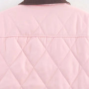Contrast-Collar Quilted Jacket