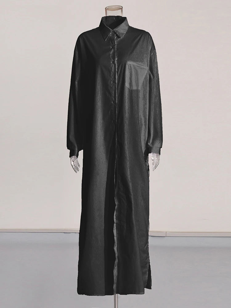 Long-Sleeve Maxi Shirt Dress