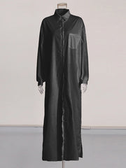 Long-Sleeve Maxi Shirt Dress