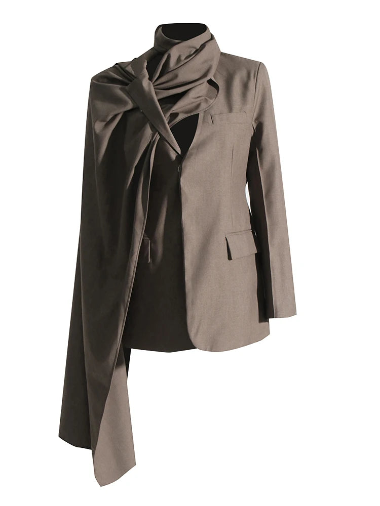 Draped Asymmetric Tailored Blazer