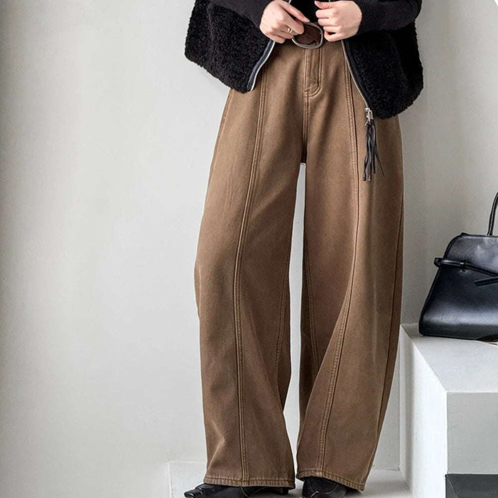 Seamed Wide-Leg Pants
