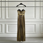 Metallic-Look Pleated Strap Dress
