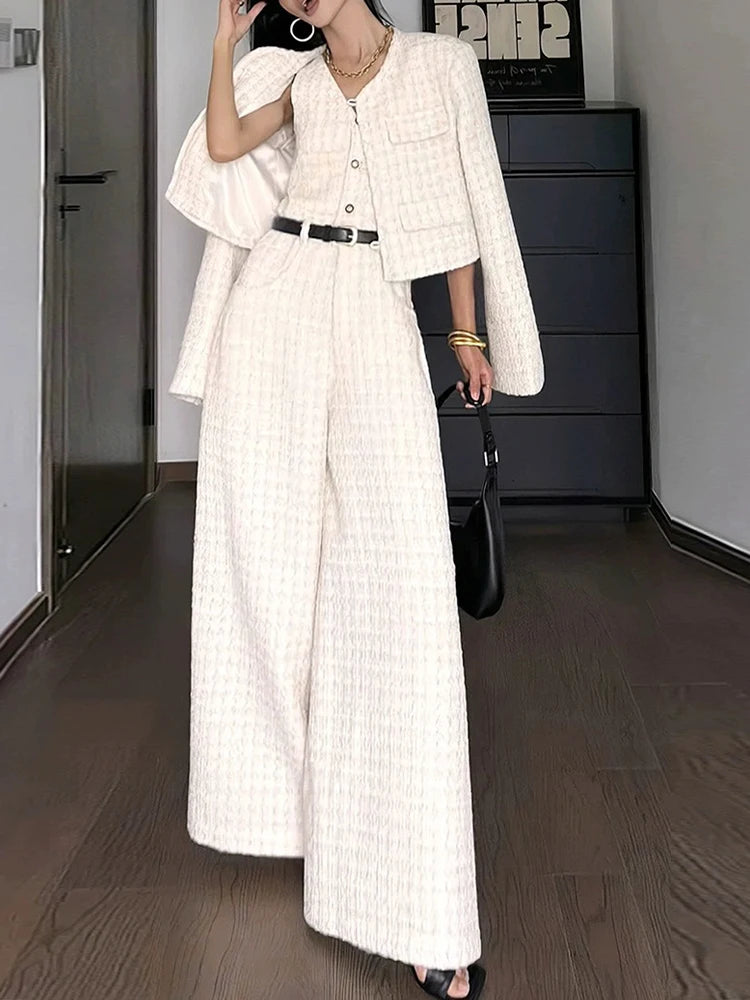 Plaid Jacket and Jumpsuit Set
