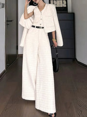 Plaid Jacket and Jumpsuit Set