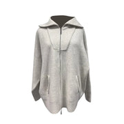 Stand-Collar Zip-Up Cardigan