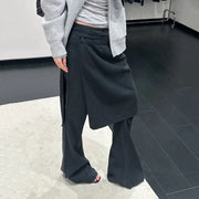 Wrap-Overlay Flared Pants