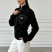 Ribbed Zip-Front Cardigan