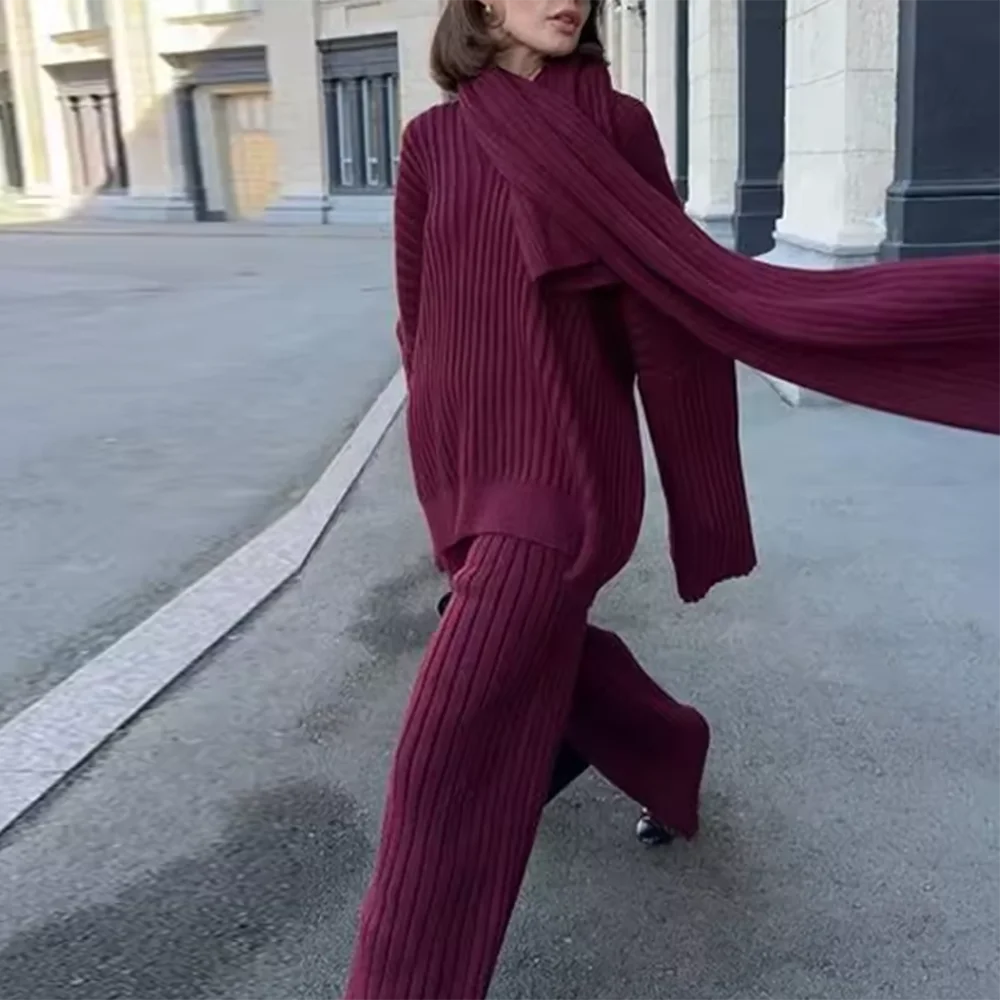Ribbed Sweater and Pants Set