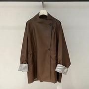 Asymmetric Button-Front Trench Coat