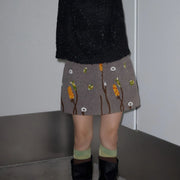 Floral-Pattern A-Line Mini Skirt