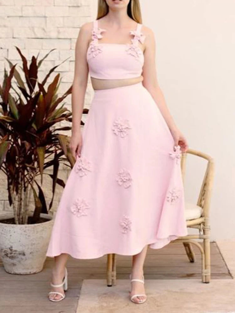 Floral Applique Top, Skirt or Set