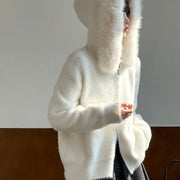 Fuzzy-Collar Zip-Up Jacket