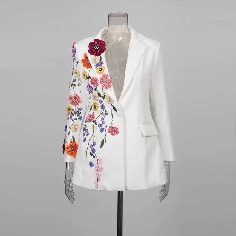 Floral Applique Longline Blazer