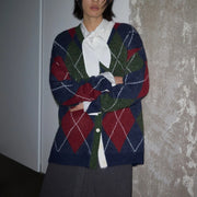 Argyle Button-Front Cardigan