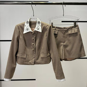 Checked Jacket and Shorts Set