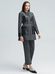 Contrast-Panel Shirt and Pants Set