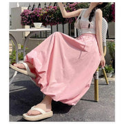 Gathered Bubble-Hem Long Skirt