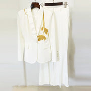 Embroidered Blazer and Pants Set