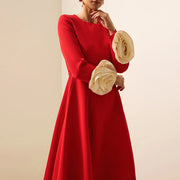 Applique-Cuff Fit-and-Flare Dress
