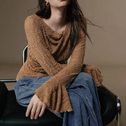 Textured Ruched Long-Sleeve Top