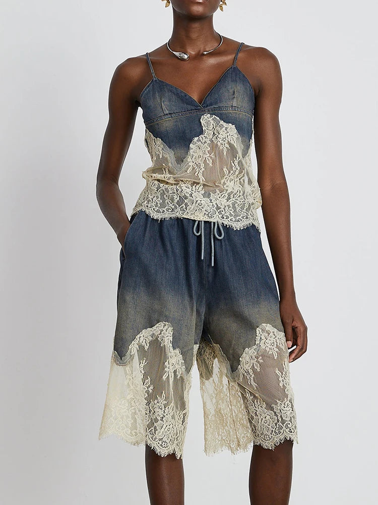 Lace-Trim Top and Shorts Set