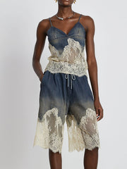 Lace-Trim Top and Shorts Set