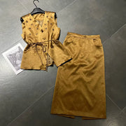 Tie-Waist Vest and Skirt Set